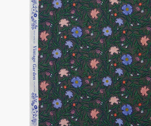 Vintage Garden Aster Navy Metallic