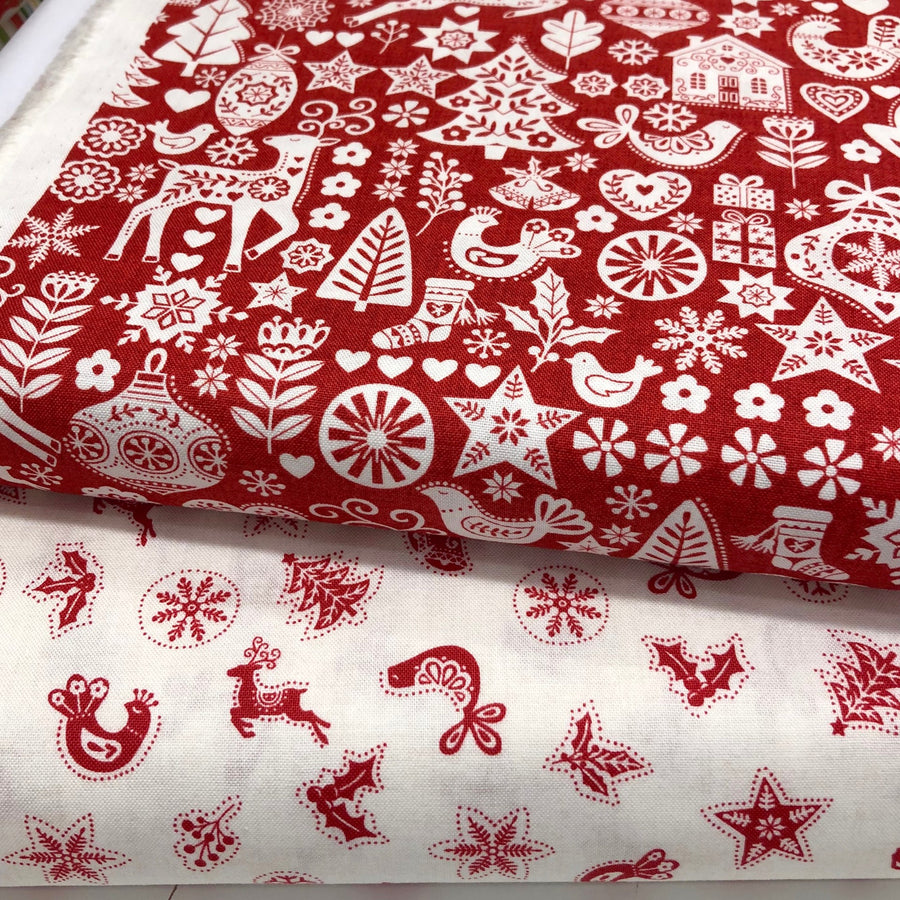 Scandi Christmas White on Red