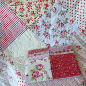 Country Clothesline's Throw Quilt Kit - Blossoms & Gingham Edition