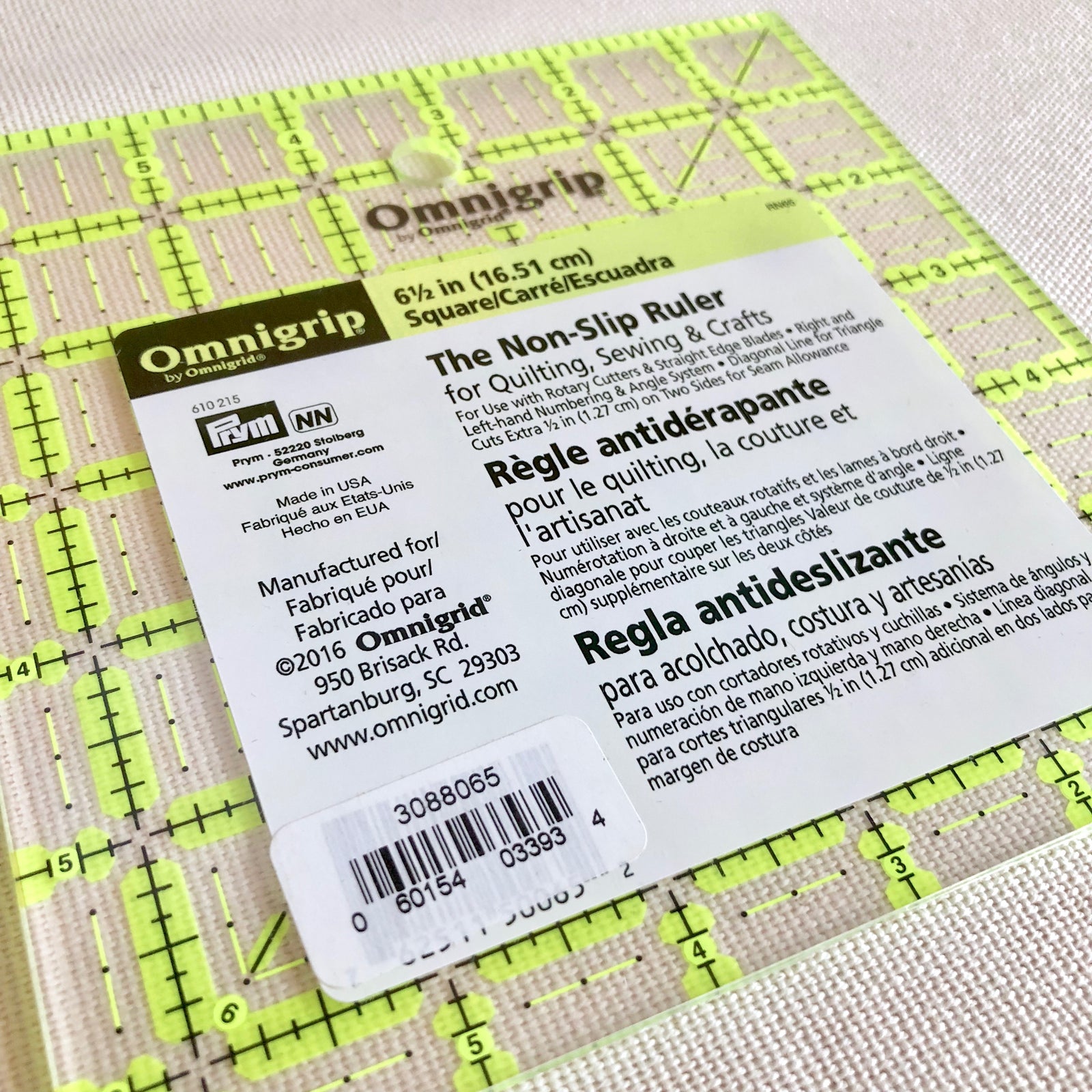 6½" x 6½" Omnigrip Non-Slip Ruler