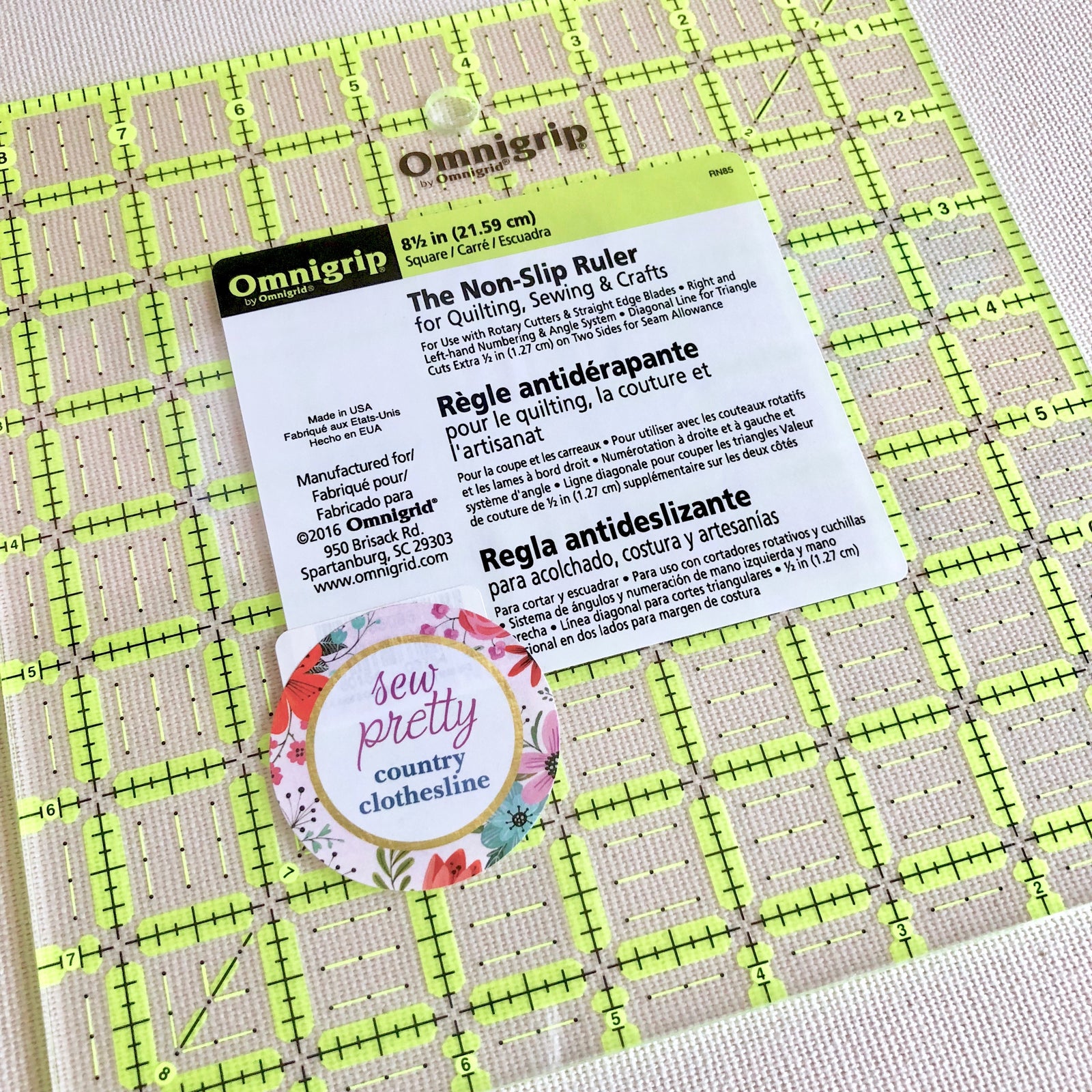 8½" x 8½" Omnigrip Non-Slip Ruler