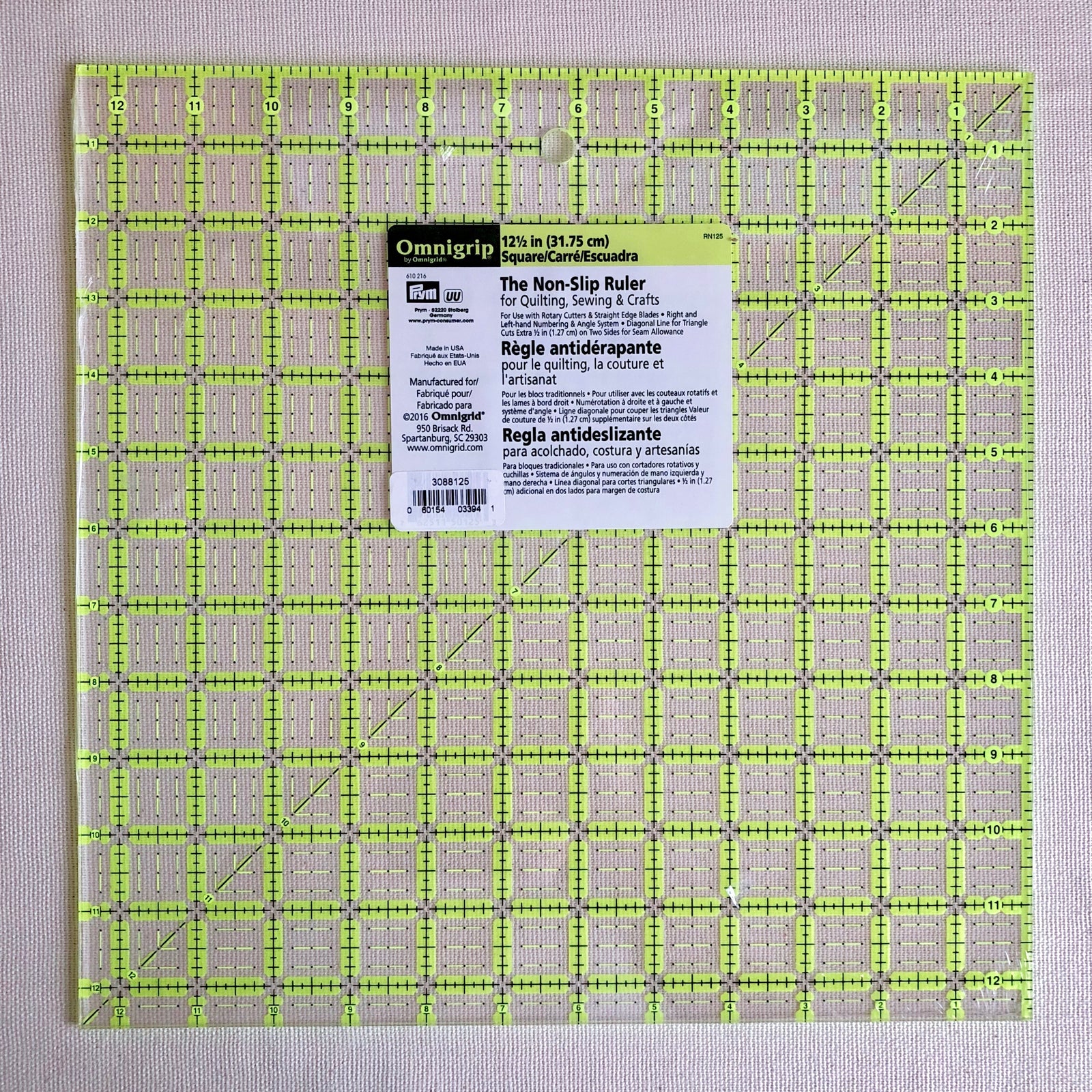 12½" x 12½" Omnigrip Non-Slip Ruler