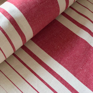 Farmhouse Toweling Stripes Red on Stone