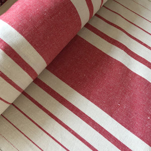 Farmhouse Toweling Stripes Red on Stone