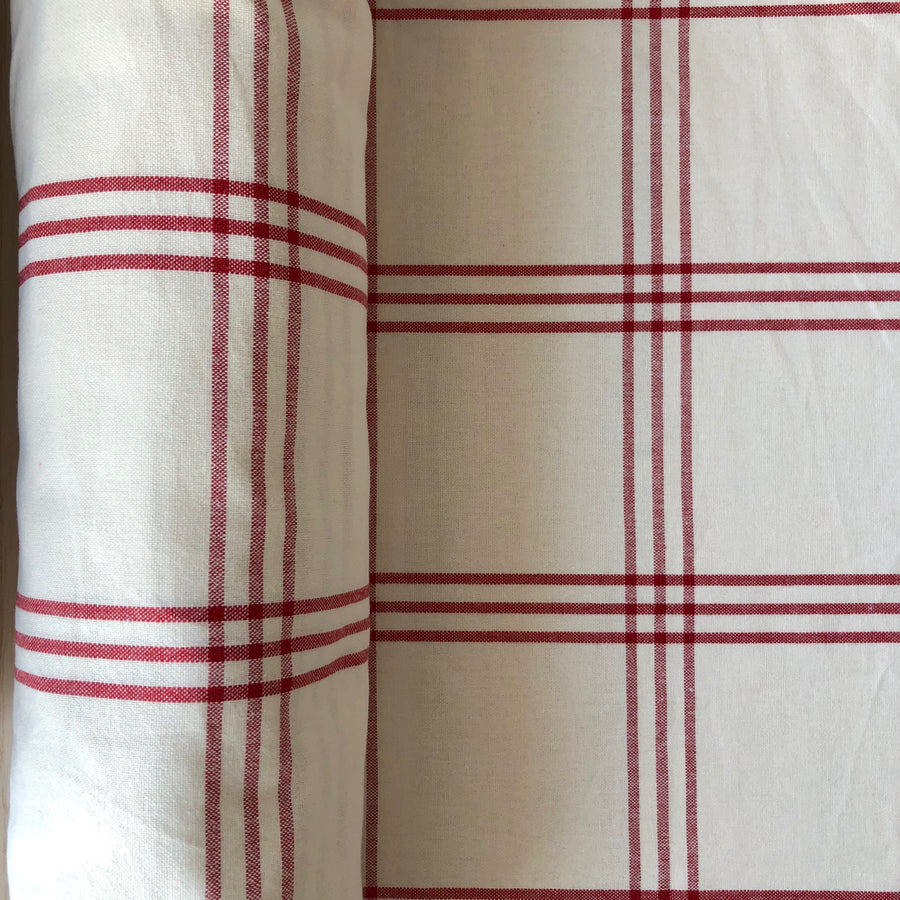 Farmhouse Toweling Checks Red on White