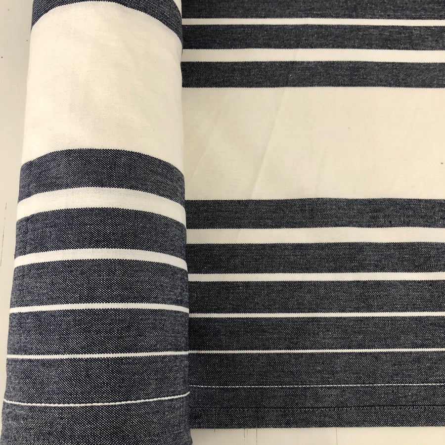 Vista Toweling stripes white on indigo