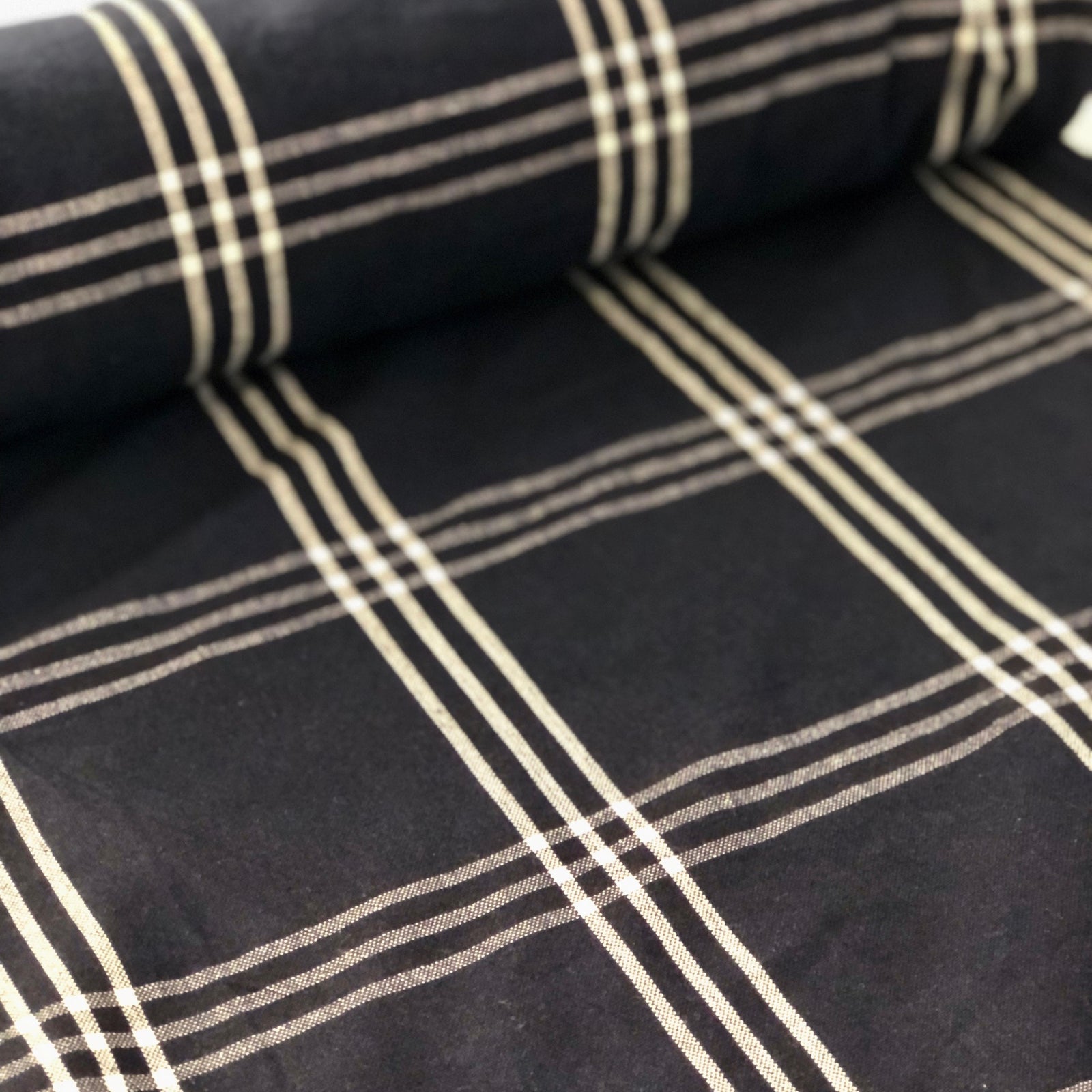 Vista Toweling Checks White on Indigo