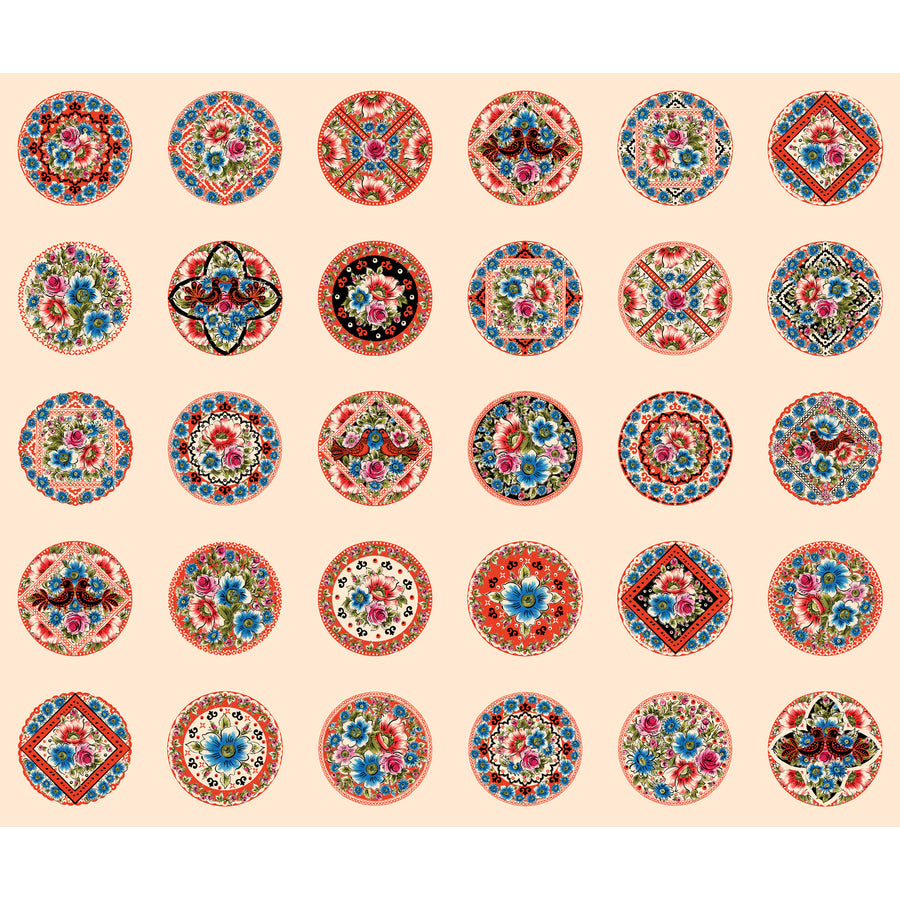 Curio Cabinet Medallions Cream Panel