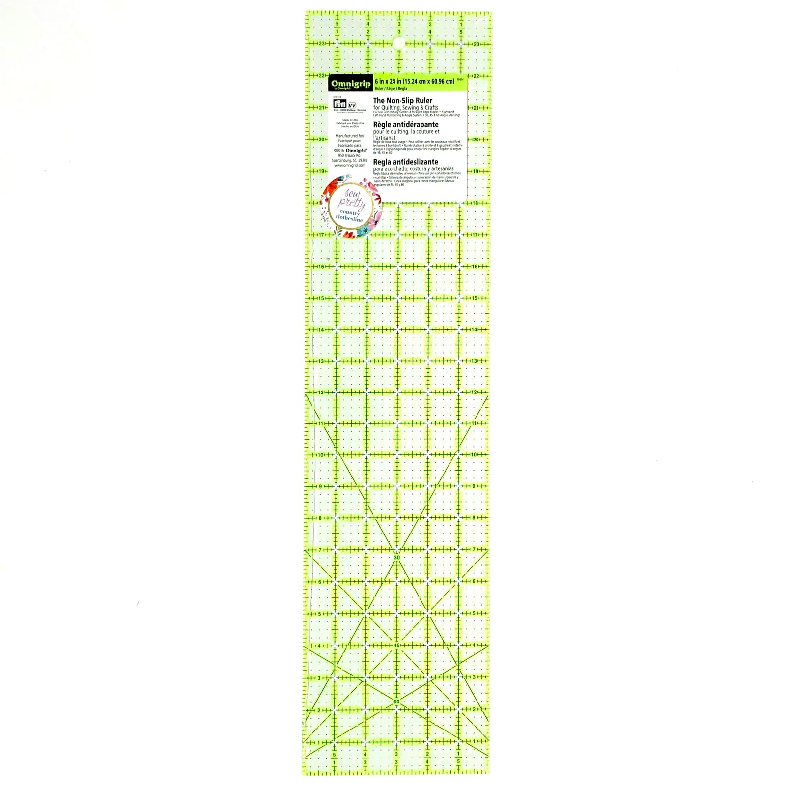 6" x 24" Omnigrip Non-Slip Ruler