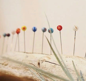 Glass Head Flower Pins