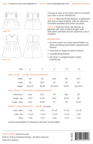 Geranium Sewing Pattern - Kids' 6-12